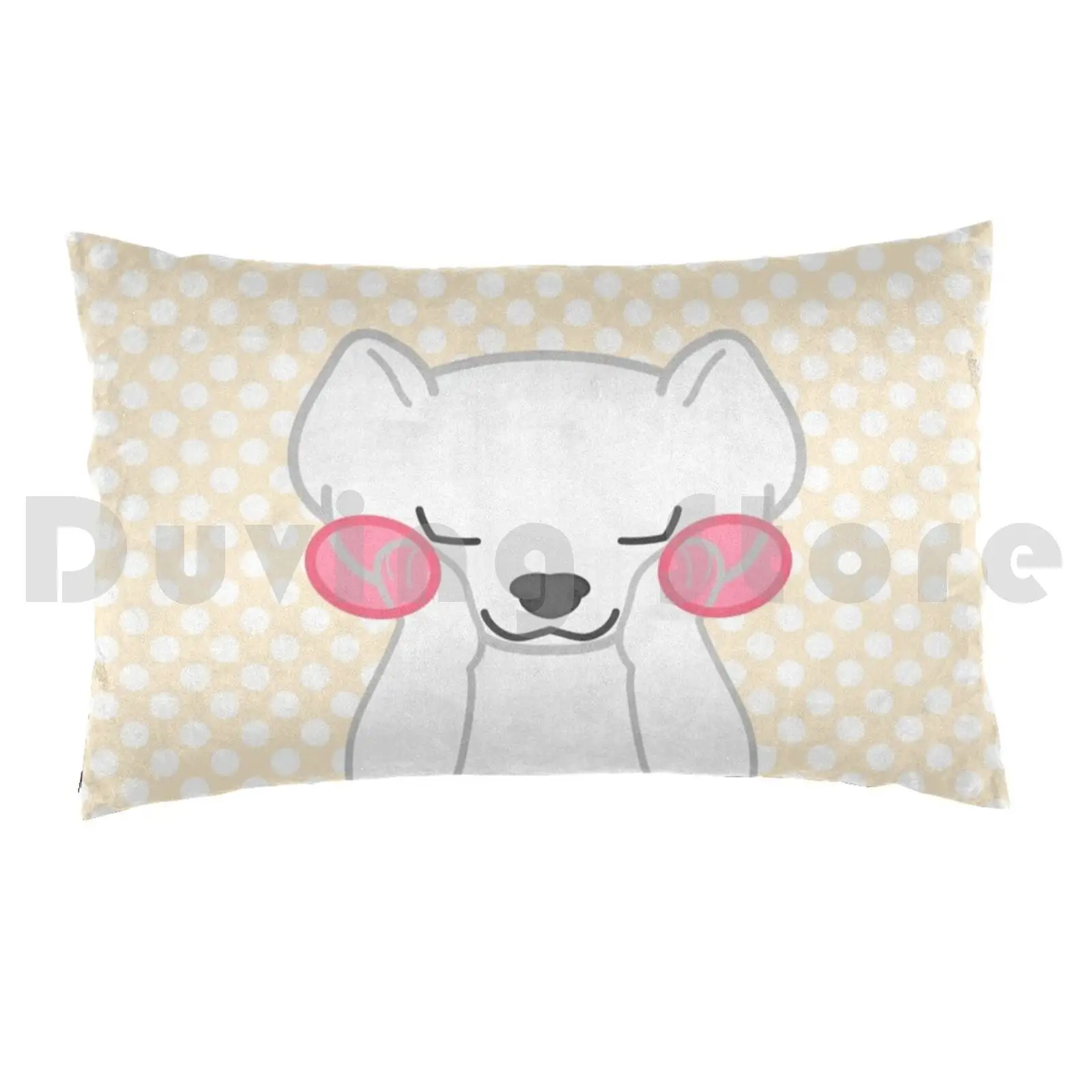 Sweet Ermine Pillow Case DIY 50*70 Ermine Cute Ermine Pink Ermine Blush Blushy Ermine Polka Dots Orange Winter