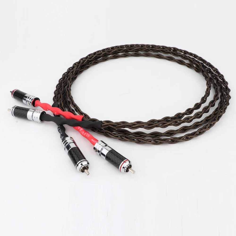 

X435 Preffair Silver Plated Signal Line Interconnect Cable With Carbon Fiber Rhodium Plated RCA to RCA Plug For Amplifier