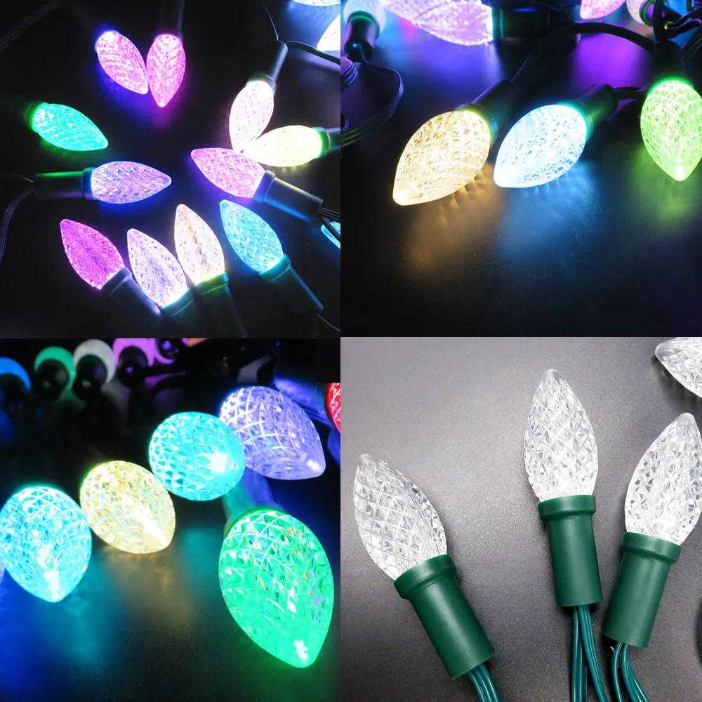 addressable RGB C9 DC12V WS2811 LED Christmas Pixel String Light with 13.5mm/Xconnect/Paul Zhang type Waterproof Connector