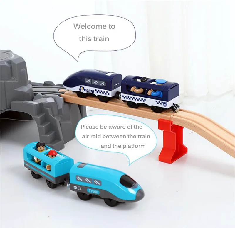 Elektrische Zug Set Spielzeug Modell Zug Elektrische Auto Fit Für Holz Eisenbahn Holz Eisenbahn Track Weihnachten Geschenk Für Kinder – Detail 3