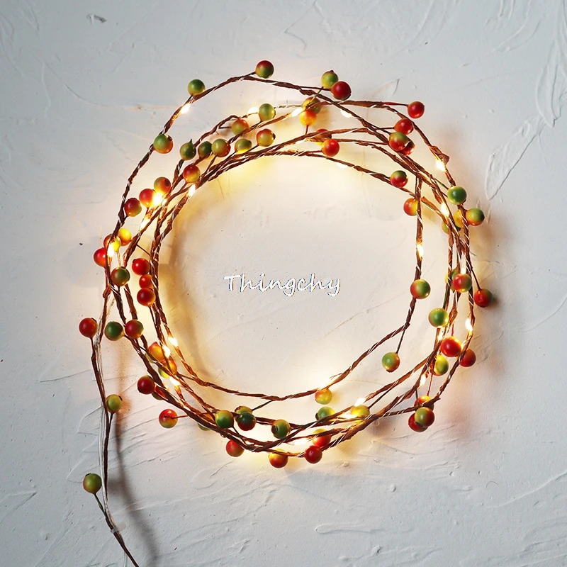 3m 30 led berry fruit guirlanda luzes fio de cobre da bateria led luzes da corda de fadas para o natal casamento decoração festa evento