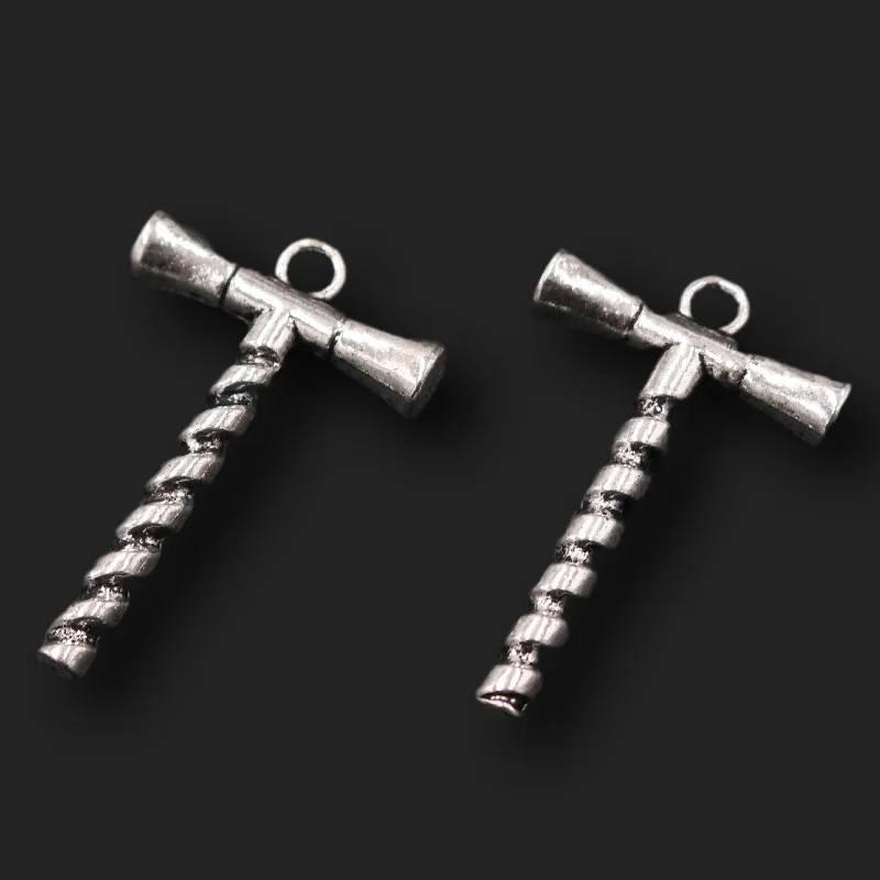 

6pcs Silver Plated 3D Auctioneer's Hammer Pendant Retro Necklace Keychain Accessories DIY Charms For Jewelry Crafts Making A2341