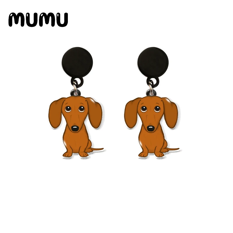 2021 New Dachshund Dog Drop Earring Cute Animal Acrylic Earrings Resin Epoxy Handmade Jewelrys Gifts Lover