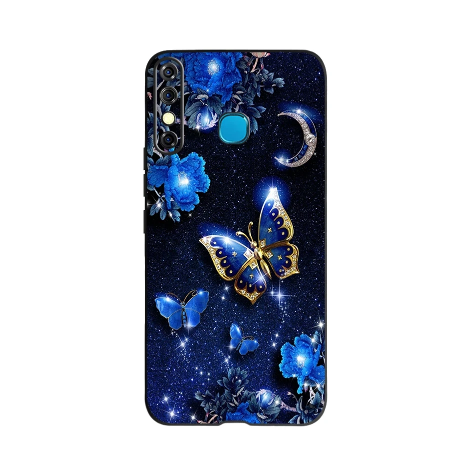 For Infinix Hot 8 Case X650C X650B X650D Soft Silicone Cute Flower Butterfly Phone Case For Infinix Hot 8 Hot8 Back Cover Bumper