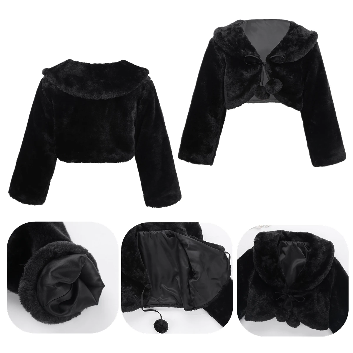 Kids Princess Thicken Plush Bolero Jacket Wraps Shawl Shrug Outerwear Flower Girls Warm Bridal Cape Wedding Birthday Party Coat