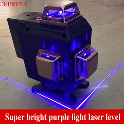 Laser Level 3D 4D 8/12/16 Line Powerful Purple Light Digital Display 360° Horizontal Vertical Self-Leveling System Measure Tools