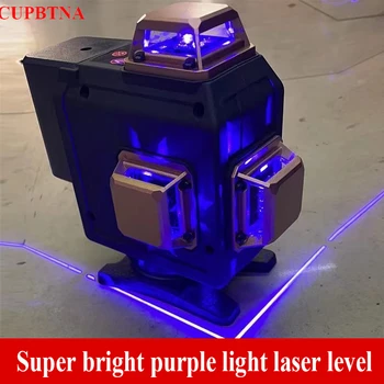 Laser level 3D 4D 8/12/16 line strong purple light digital display 360° horizontal vertical self-leveling system measuring instruments