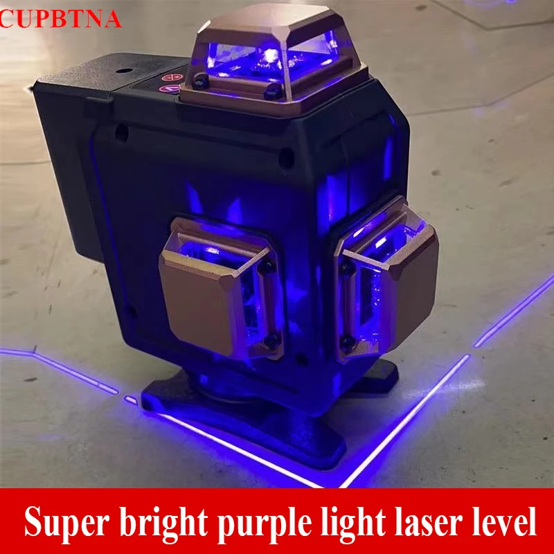 Laser Nível 3d 4d 12 16 Linha Poderosa Luz Roxa Digital Display 360 ° Horizontal Vertical Auto-nivelamento Sistema Ferramentas de Medição