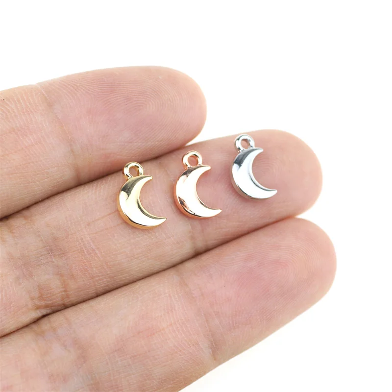 50pcs 11*7mm Crecent Moon Alloy Jewelry DIY Charms Pendant Necklace,Eearrings,Bracelets 3 Colors