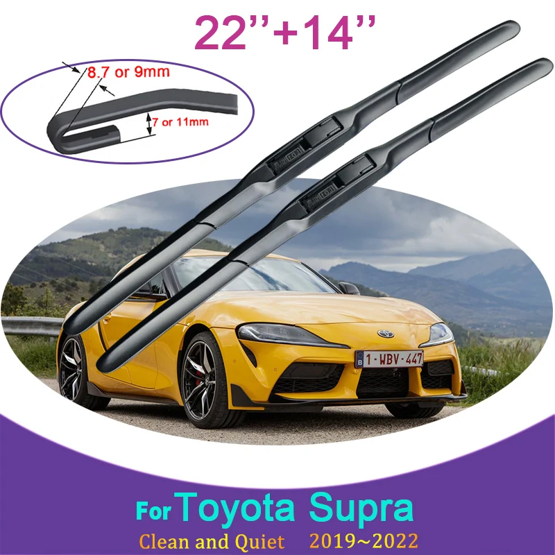 for Toyota Supra J29 2019 2020 2021 2022 Frameless Silent Rubber Wiper Snow Scraping Front Windshield Brushes Car Accessories