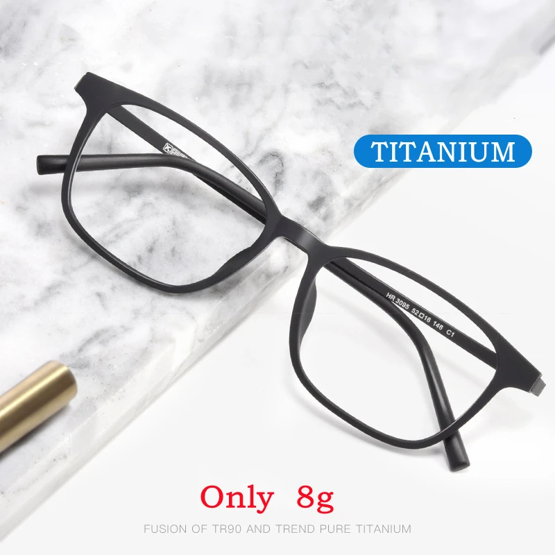 KatKani Men's And Women's Ultra-Light Pure Titanium TR Eyeglasses Frame Comfortable Glasses Frame Myopia Optical Frame HR3095T