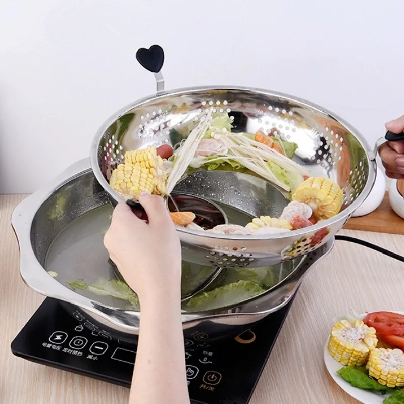 

1 Pc Stainless Steel Durable Portable Practical Hot Pot Rotatory Hot Pot for Restaurant Shop Home