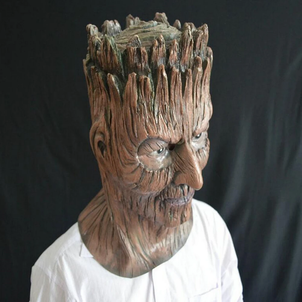 Brown groot máscara de halloween árvore monstro carnaval bola festa adereços adulto cosplay traje cabeça cheia capacete horror látex máscaras