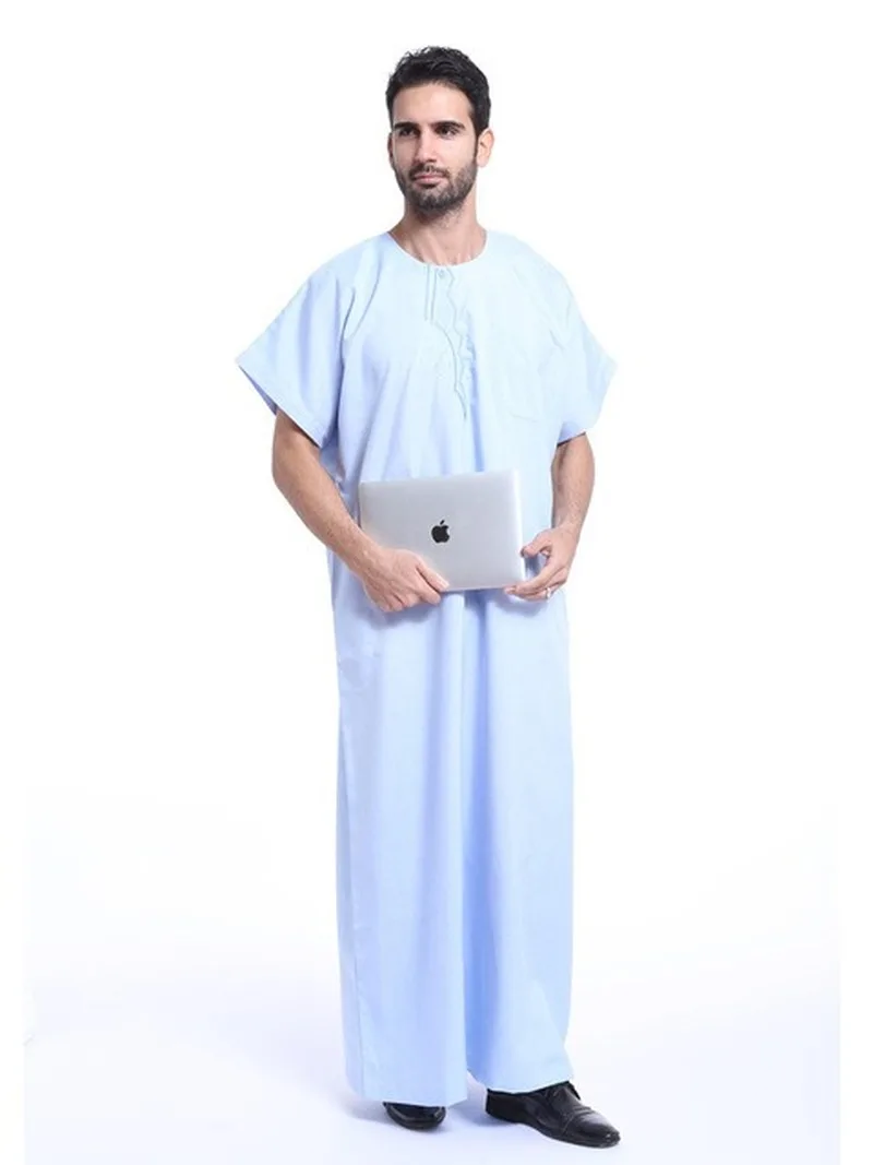 Jubba Thobe Voor Mannen Arabische Dubai Katoen Heren Formele Thobes Moslim Gewaad Kleding Islamitische Saudi Arabische Kaftan Dragen Plus Size xxxl