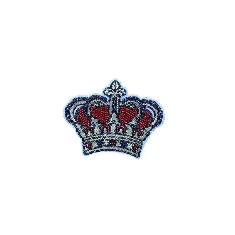 2pcs/lot Cartoon Crown Stickers for Sweaters Coat Jeans Backpack DIY Sewing Garments Accessories Sequined Patch Diy Patches red