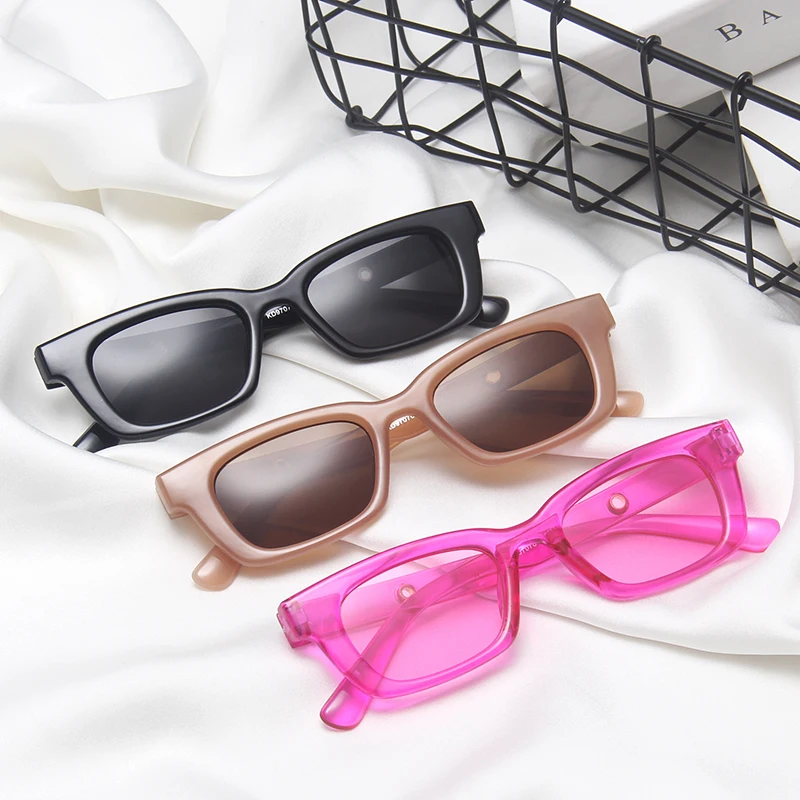 New Cat Eye Rectangle Vintage Sunglasses Woman Brand Designer Retro Points Clear Green Sun Glasses Female Lady Eyeglass