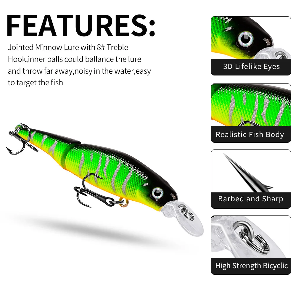 1PCS Wobblers Fishing Lure Multi-section Hard Bait92mm 7.5g Artificial Bait Minnow Lure Crankbait Perch Carp Fishing Tackle Lure