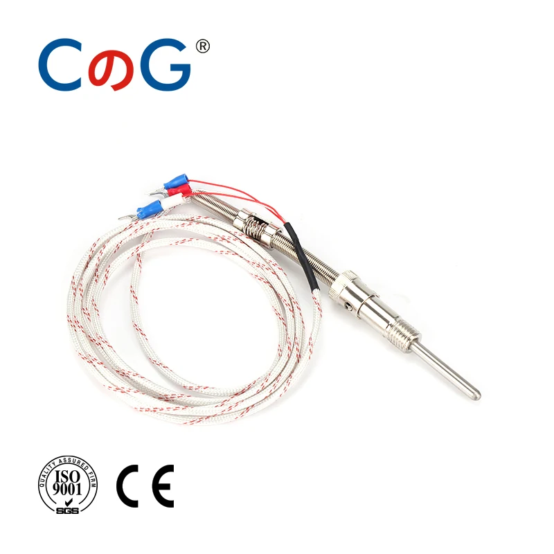 CG WZPT-01 Compression Spring M12 PT100 Type With 1M 2M 3M 5M Wire Cable Thermocouple Connector Temperature Sensor