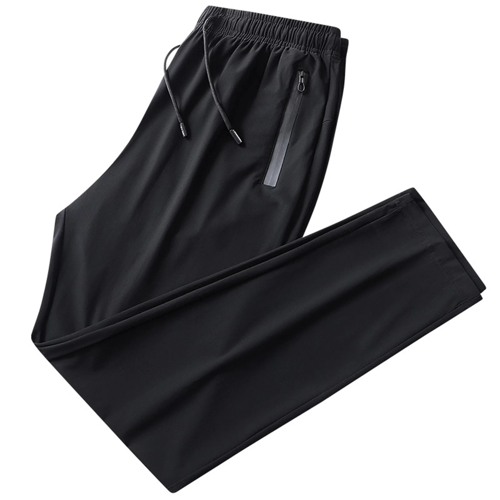 

Men's Ice Cool Breathable Pants with Zipper Side Pocket Drawstring Waist Elastic Jogger Sweatpants d88 d88