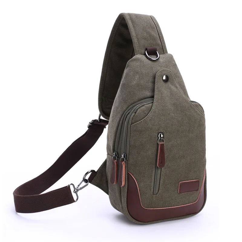 New Korean casual men's chest bag canvas bag messenger bag leisure sports bag storage bag mobile phone bag