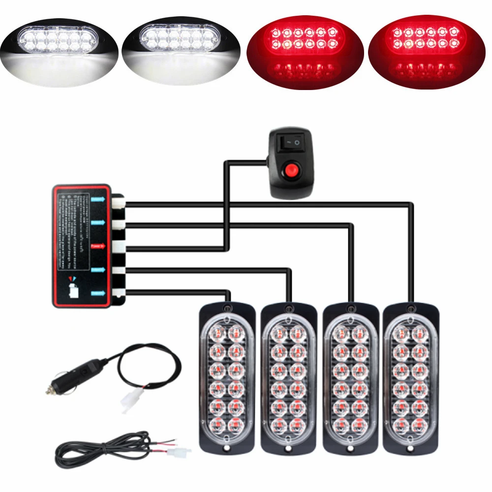 48LED Auto Strobe Knipperende Led Verlichting Lamp Emergency Oranje Strobe Lights 12V Knippert Auto Strobe Auto Waarschuwingslam