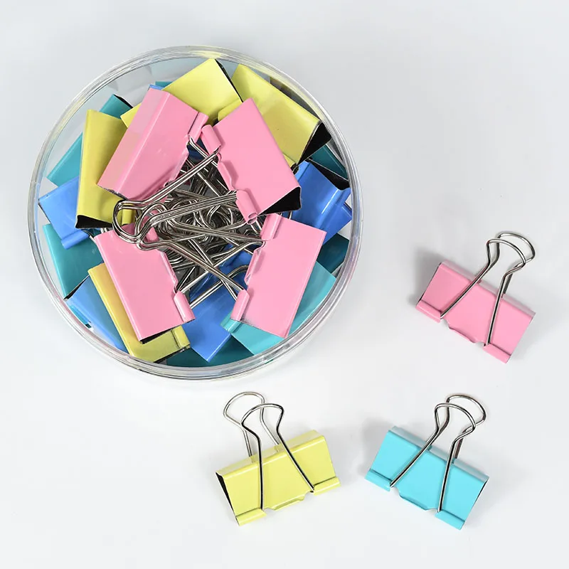 6241B Metal Binder Clips Colorful 20/40mm Home Office Books File Organizer Food ClipsStrong clamping force Easy classification