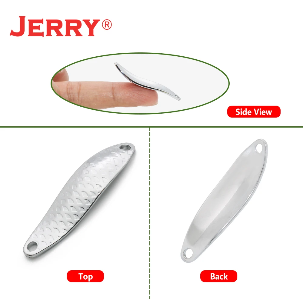 Jerry 50pieces 4.5cm 5g Unpainted Fishing Lure Scales Curved Micro Casting Fishing DIY Blank Body Trout Bass Metal Spoons