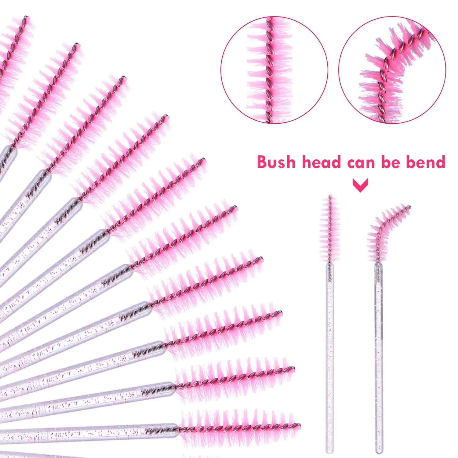 100 stücke Kristall Wimpern Pinsel Lippen Pinsel Mascara Zauberstäbe Wimpern Verlängerung Microbrush Einweg Lippenstift Gloss Make-Up-Tool