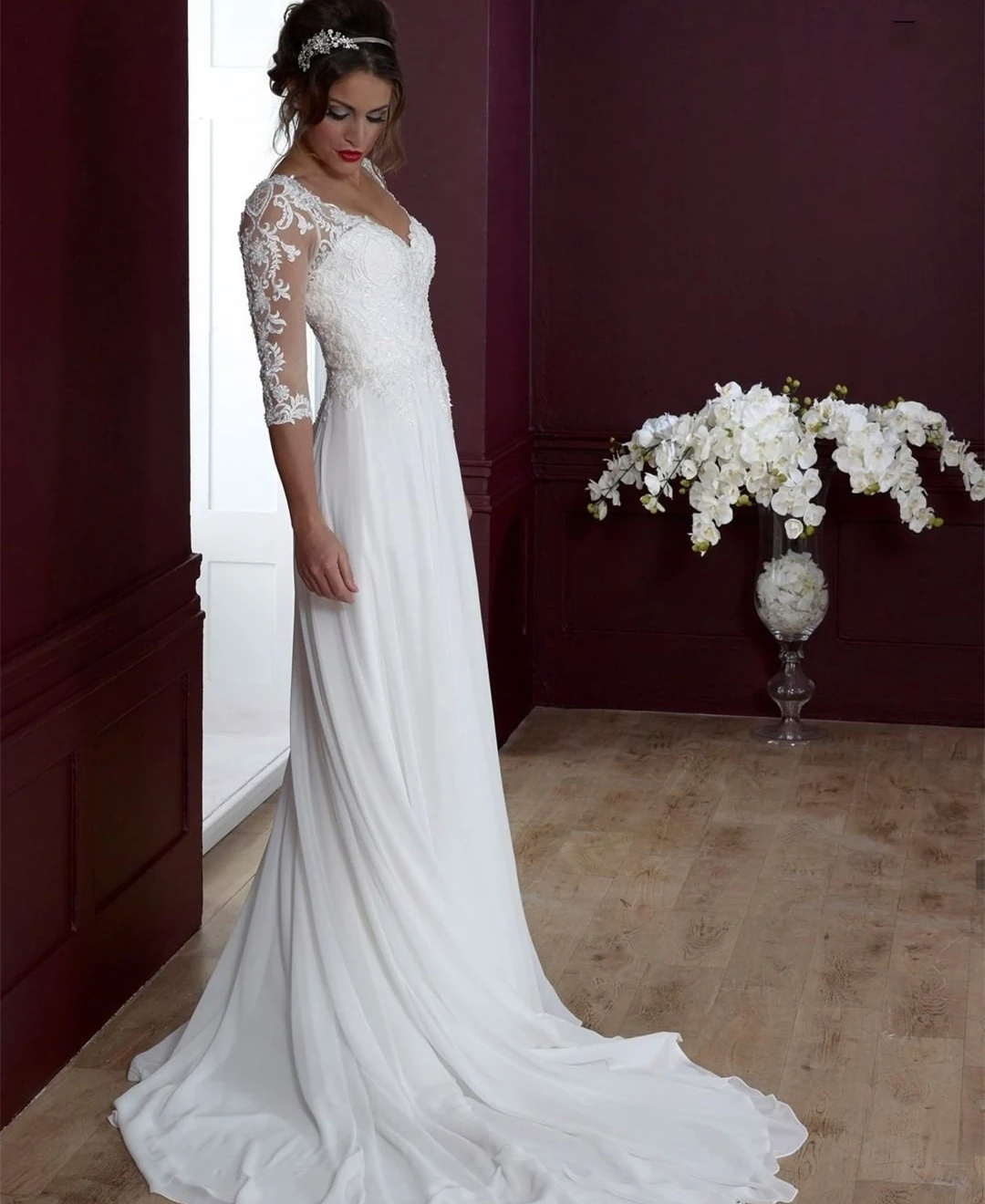 DREAM Elegant Wedding Dress Half Sleeve Chiffon Bride Gown Vestido De Noiva Lace Long Bridal Dress Plus Size Custom Made 2025