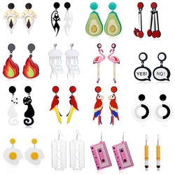 YAOLOGE-pendientes de acrílico multiestilo para mujer, aretes grandes exagerados, colgantes, joyería de fiesta