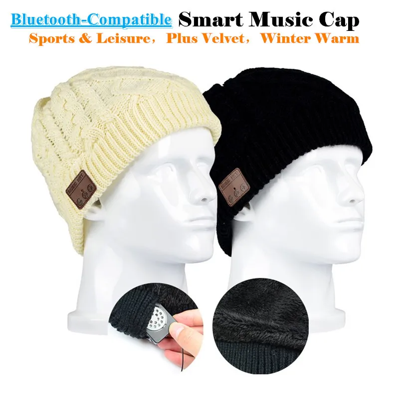 Men&Women Winter Outdoor Sport Wireless Bluetooth Earphone Hat Stereo Magic Music Headband Cap Headphone for iPhone Smart Phone