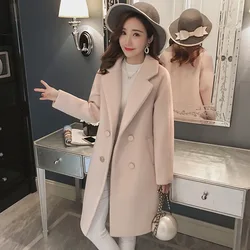 2021 Luxury Elegant Winter Overcoat Long Woolen Coat Cardigan England Style Female  Long Coat Loose Solid Women's Woolen Jacket