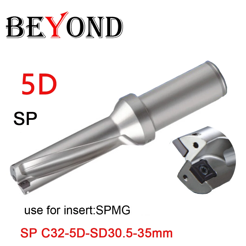 BEYOND U drill 5D 30.5-35mm 31.5 32 33 34 34.5 CNC U drilling bit set SP indexable insert for metal SPMG 090408 cooling hole saw