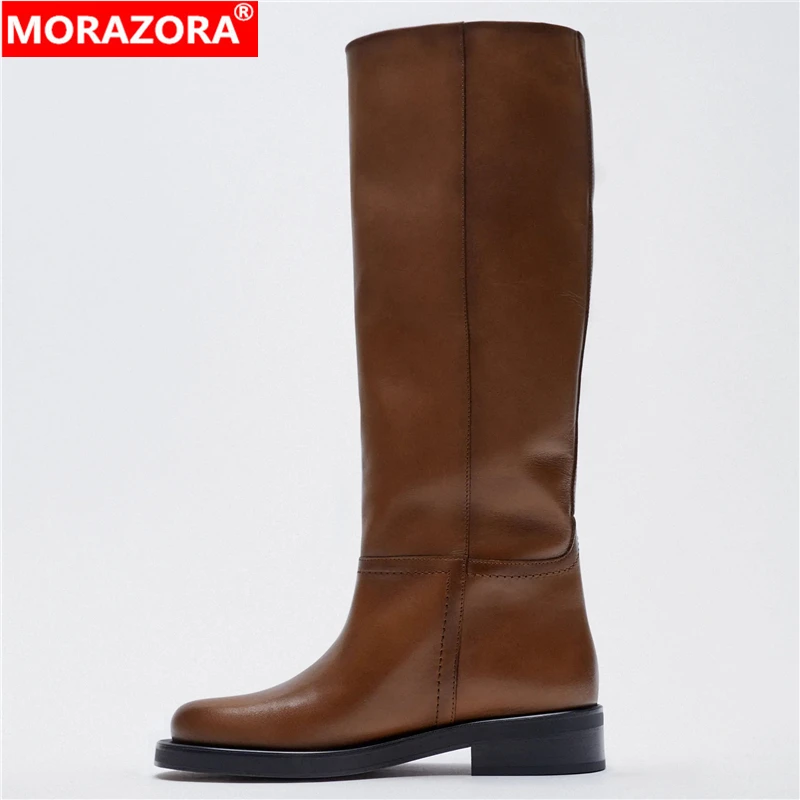 

2024 ZA INS New Shoes Brand Full Genuine Leather Boots Women Fashion Knee High Boots Winter Ladies Knight Boots Size 34-42