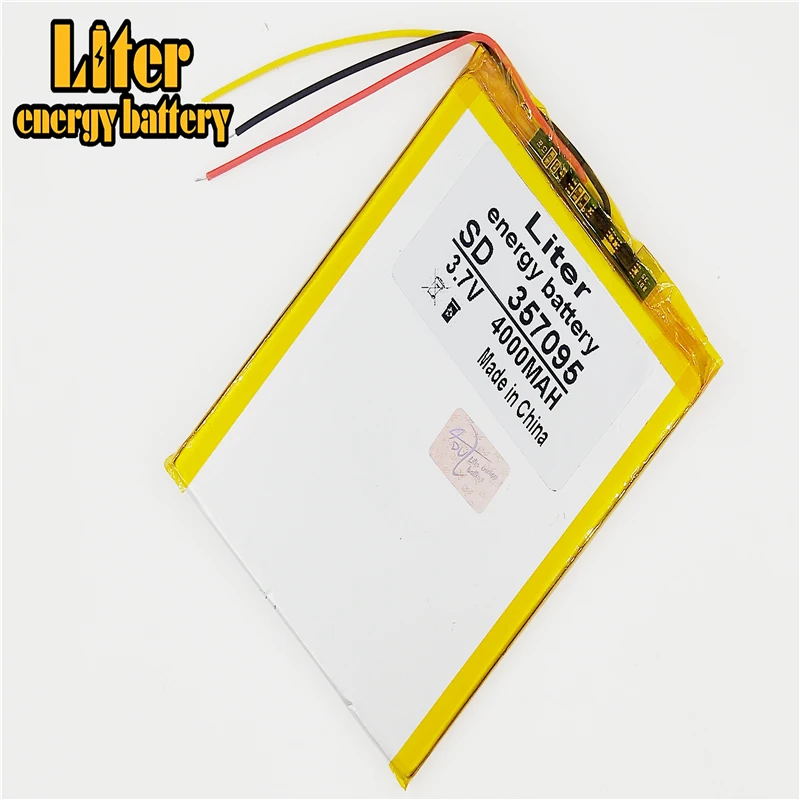 Three wire battery.3.7V 4000mah (polymer lithium ion battery) Li-ion battery for tablet pc 7 inch MP3 MP4 [357095]