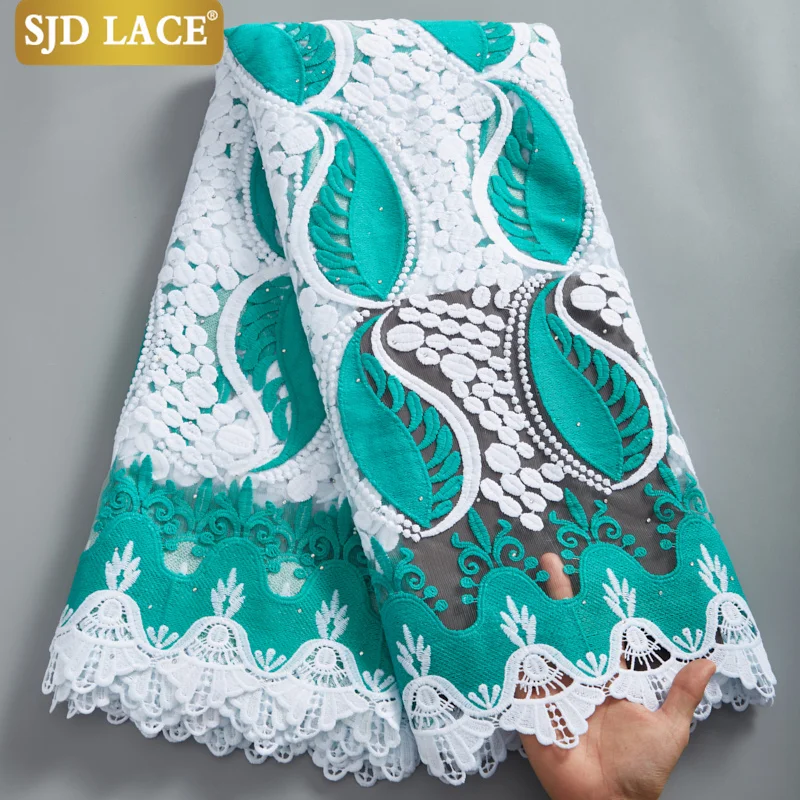 SJD LACE Guipure Cord Lace Embroidery Milk Silk 2024 High Quality African French Tulle Lace Fabric Women Wedding Materials 2624