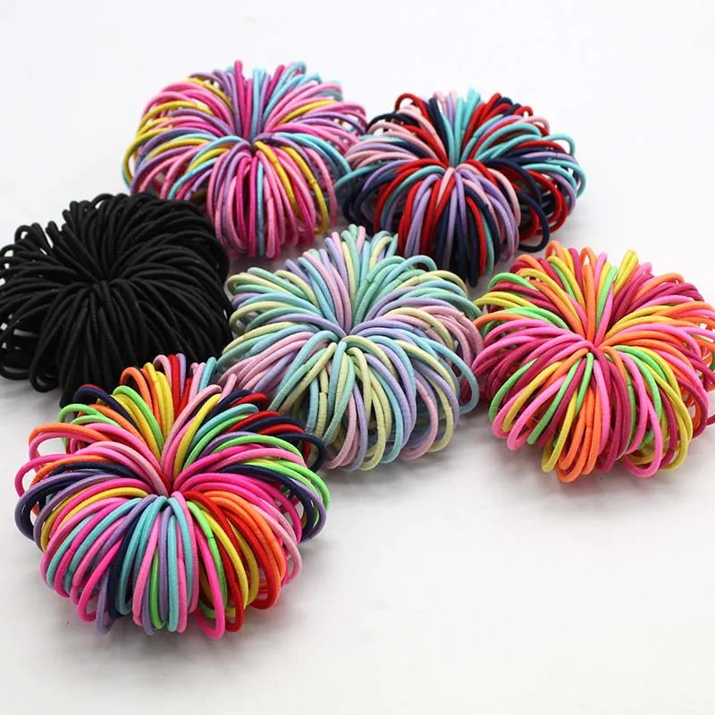 100Pcs/lot Multicolor Girls Hair Rings Hair Accessories Ponytail Rubber Hair Rope High Elastic Hair Rope Head Rope for Girls Set