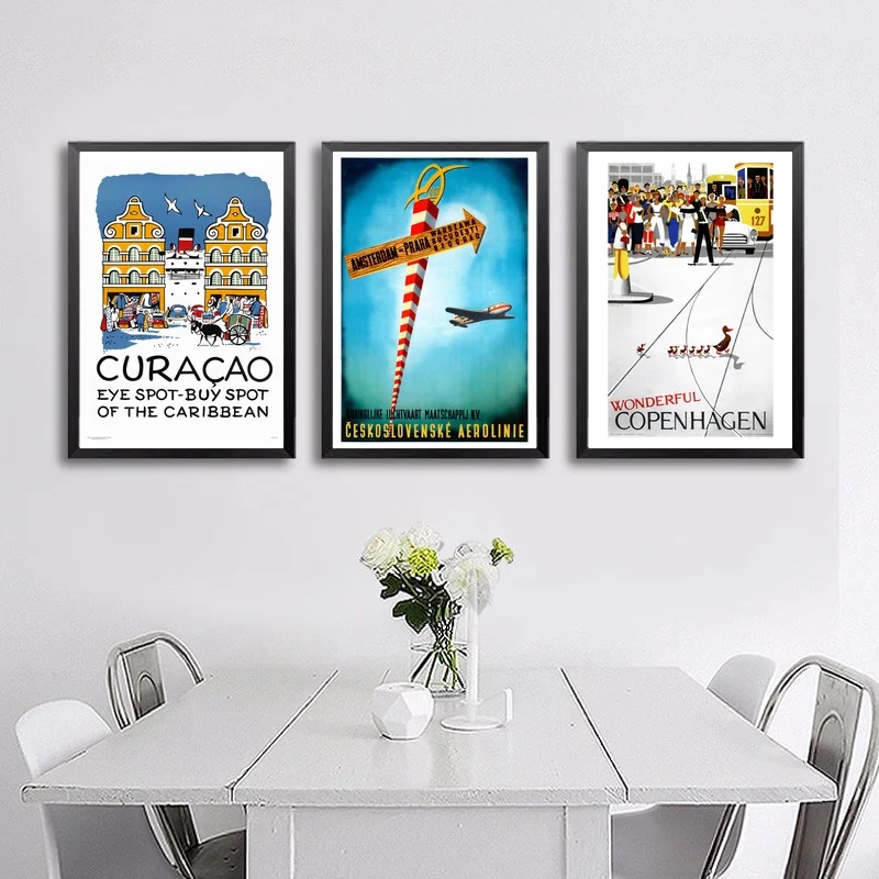 كوراكاو تشيكوسلوفاكيا الدنمارك الدومينيكان مصر خمر ملصق السفر