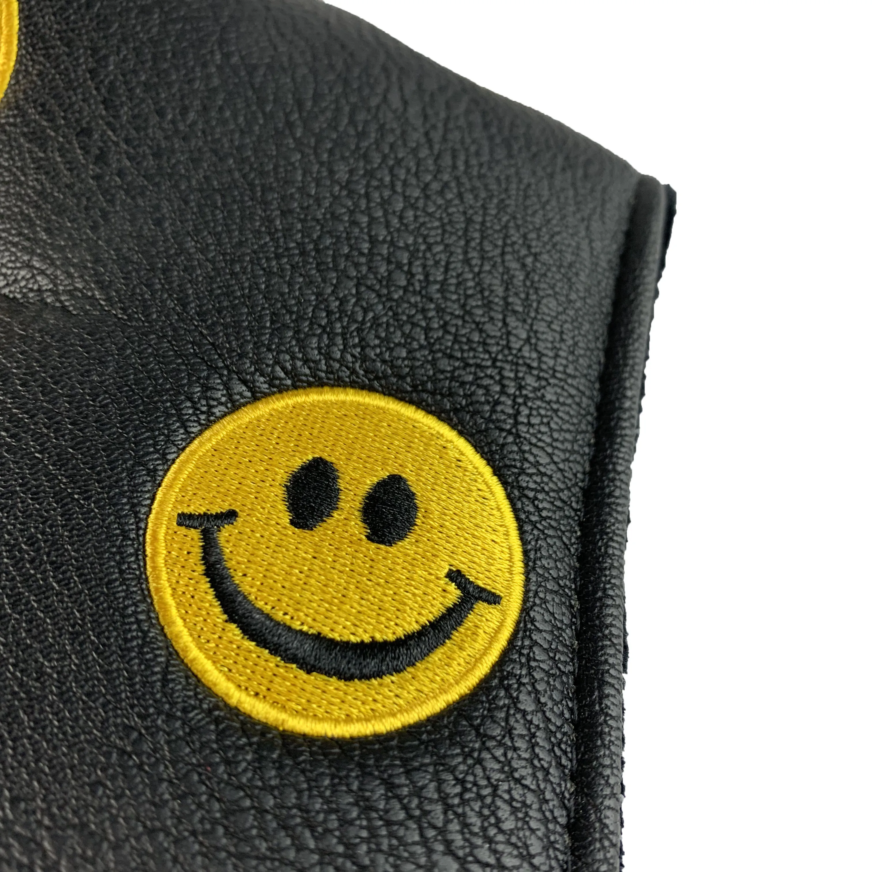 NRC Golf Clubs Head Covers Putter Embroidery Smiley   Face   Pu Leather   Magic Sticker Closure Black