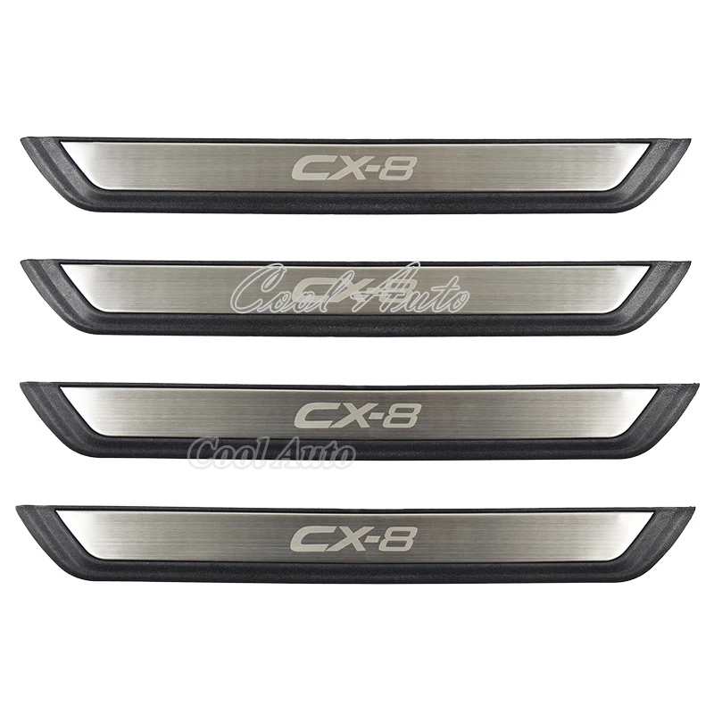 For Mazda CX-8 CX8 Accessory 2024 2023 2022 2021-2017 Stainless Car Door Sill Kick Scuff Plate Protectors Trim Cover Pedal Guard