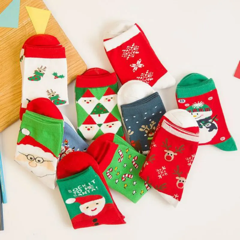 Autumn Winter Children Sock Christmas Milu Deer Snow Cotton Middle Tube Kids Warm Soft Socks Mix 5pair/lot