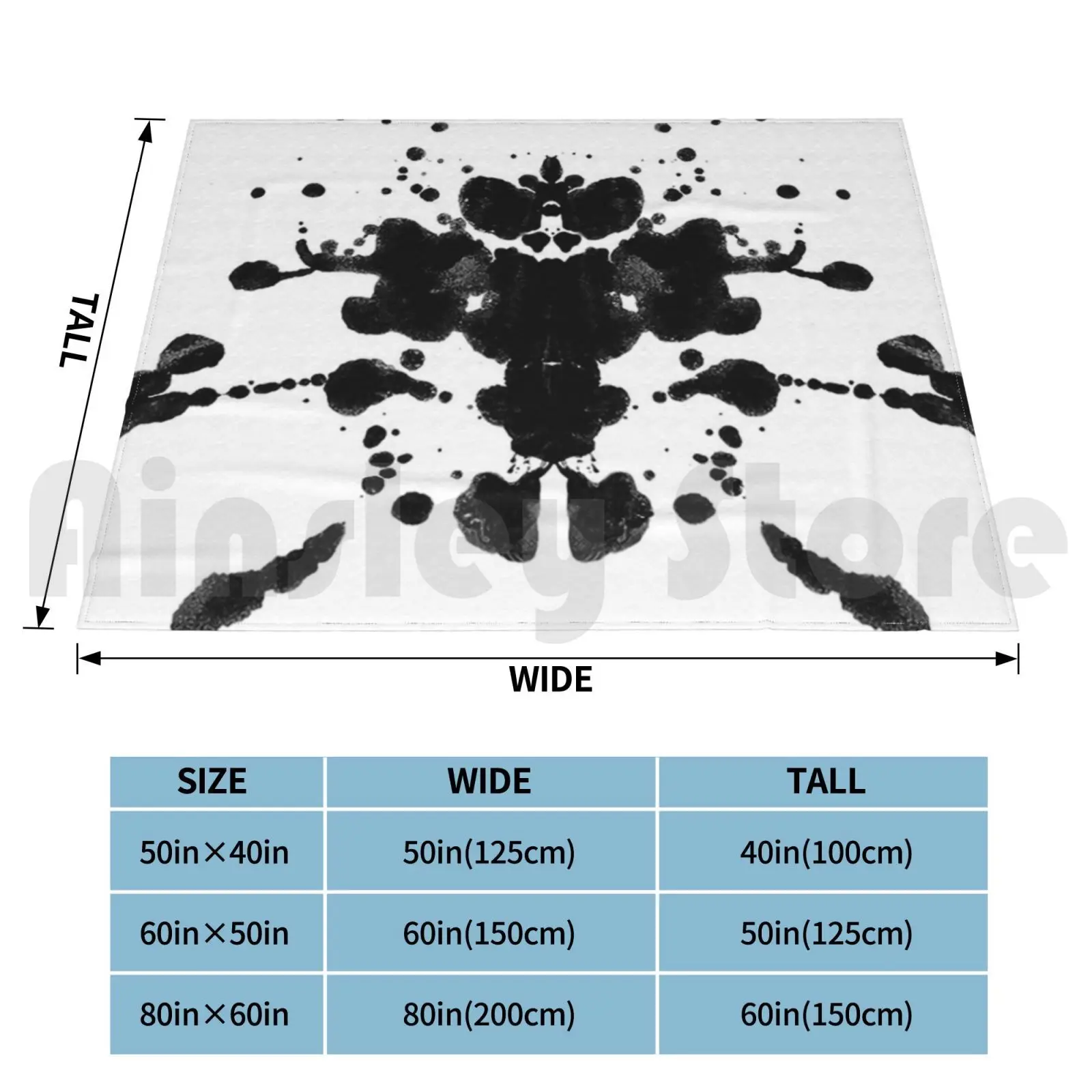 Inkblot 8 Blanket Fashion Custom Inkblot Rorschach Black White Pattern Ink Spots Splatter Abstract Lively Spray