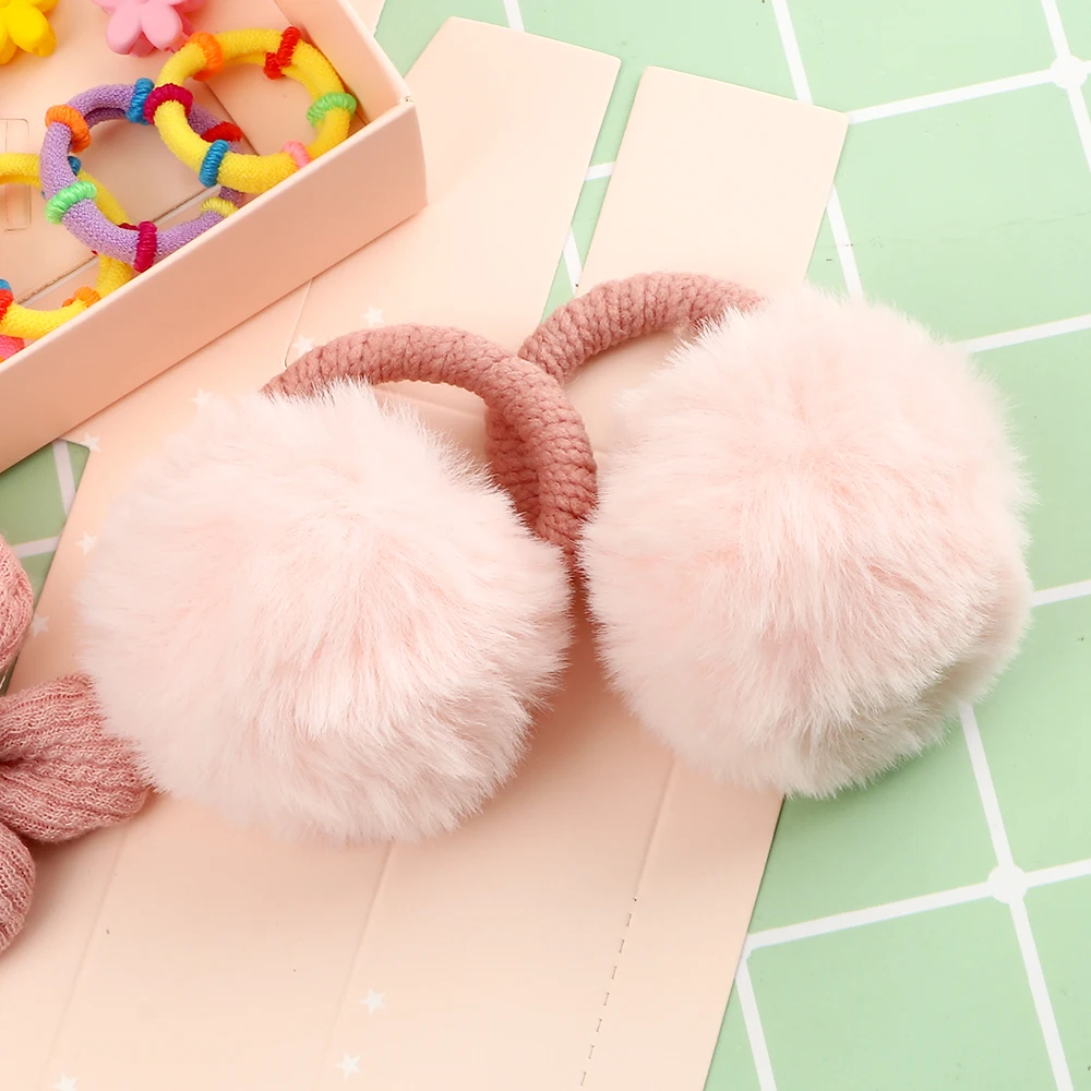 Fur Ball With Elastic Rope Hair Band Handmade Elastic Ponytail Holders Plush Ball Sweet Pink Hair Ring Kid Girl Hair Accessories