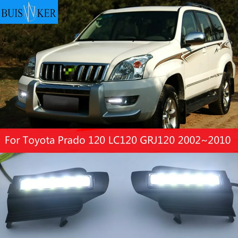 Car Led Drl for Toyota Prado 120 LC120 GRJ120 2002~2010 Daytime Running Light Front Bumper Driving Fog Lamp Daylight Headlight