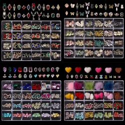 120/240pcs Big Boxes Grids Crystal Nail Charm Various Styles DIY Nail Art  Jewelry Decoration Rhinestone Manicure Wholesale