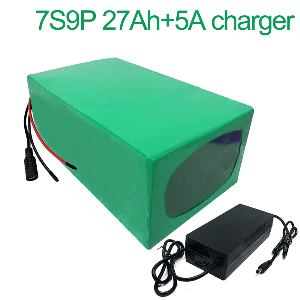 

With 5A charger 24V 27Ah 25.9V 7S9P 18650 Li-ion Battery Pack E-Bike electric bicycle 195x115x70mm