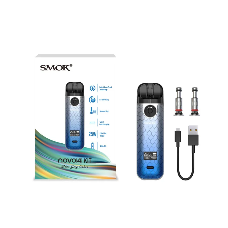 Original smok novo 4 pod kit 800mah bateria 25w vape 2ml novo4 pod cartucho apto lp1 bobina cigarro eletrônico vaporizador