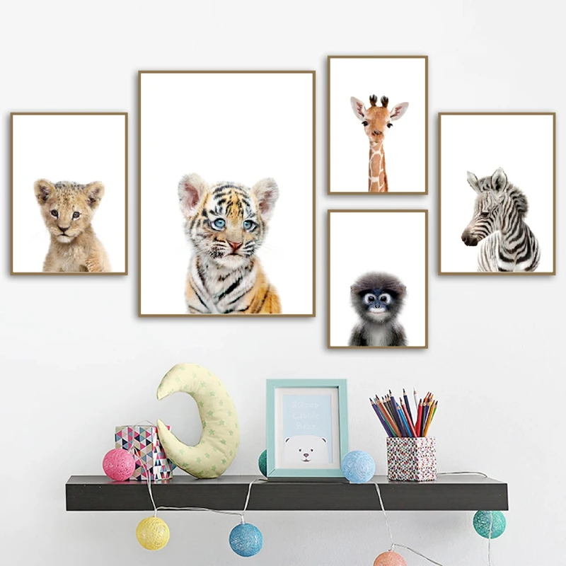 Safari Nursery Decoration Safari Animal Nursery Wall Art Print Jungle Animals Elephant Posters Canvas Painting Baby Room Decor