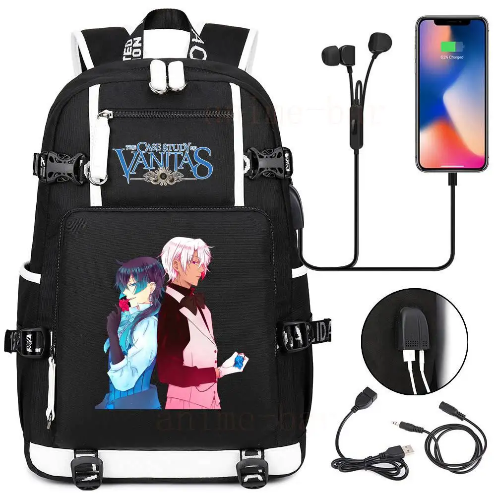 Anime The case study of Vanitas USB Backpack Schoolbags Kids Teens Mochila Student Book Bag Black Laptop Shoulder Travel Bags