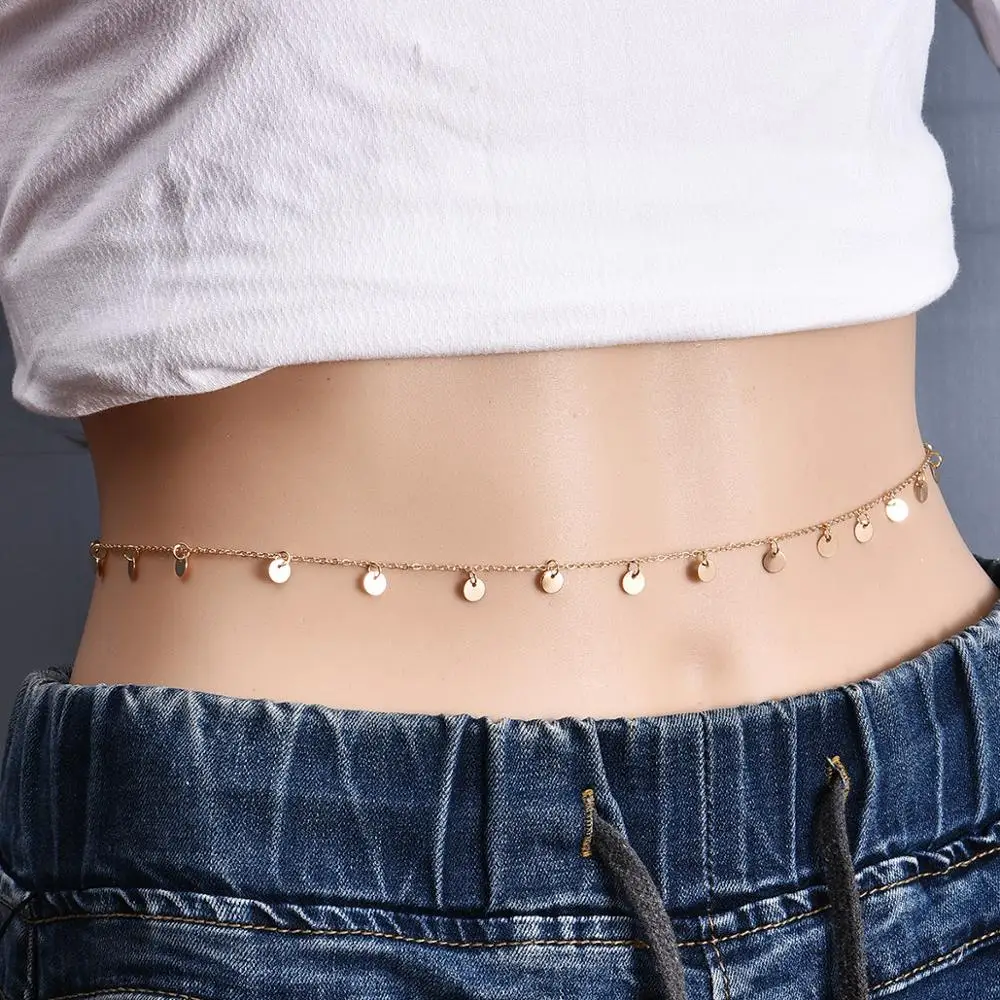 1pcs Belly Waist Chain Body Jewelry Women Sexy Tassel Sheet Chain Bikini Beach Body Chain Vintage Charm Jewelry Y015